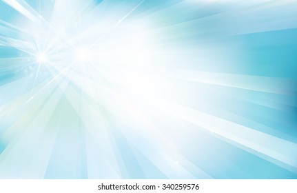 Vector Blue Background With Rays And Lights.