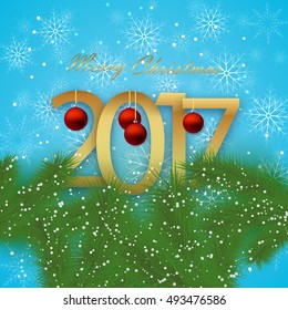 Vector Blue background with snowflakes 2017