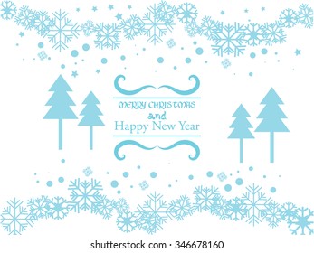 Vector blue background with snowflakes and curl element. vector illustration.
