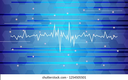 Vector Blue background with  sound waves.
