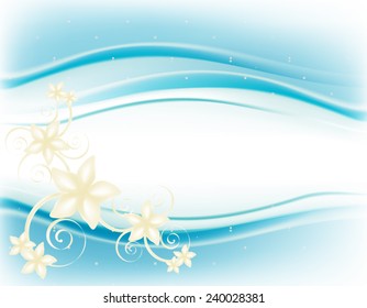VECTOR blue background with spiral and white flower