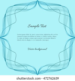 Vector blue background with wave frame and example text