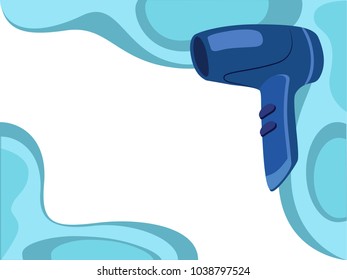 Vector blue background  wave hair dryer