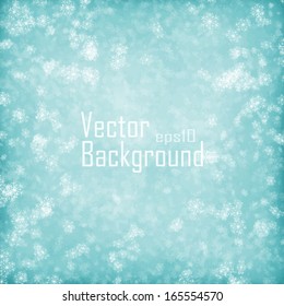 Vector. Blue background or winter snowflakes background. 