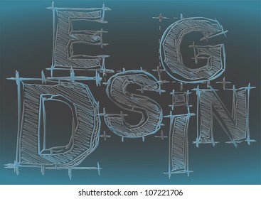 Vector blue background with word design
