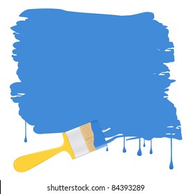 Vector blue background with yellow paintbrush