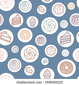 Vector Blue Bakery seamless pattern background. Perfect for fabric, scrapbooking, wallpaper projects.