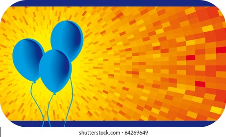 Globos azul vectorial con fondo naranja brillante