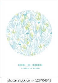 Vector blue bamboo branches frame seamless pattern background with hand drawn elements.