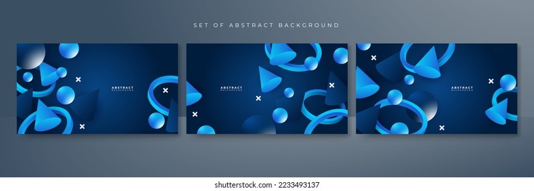Vector blue banner geometric shapes abstract, science, futuristic, energy technology concept. Digital image of light rays, stripes lines with light, speed and motion blur over dark tech background