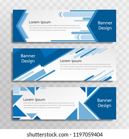 Vector blue banner template design with 3 designs.