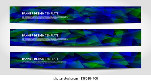 Vector blue banners with abstract geometric background. Website headers design