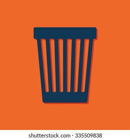 Vector blue basket icon on orange background 