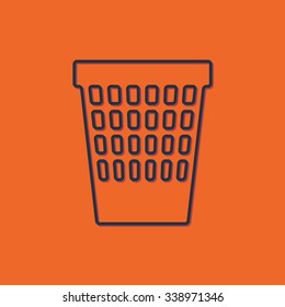 Vector blue basket icon on orange background 