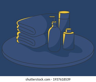 Vector blue bathroom accessories on a blue background for your website, store, print