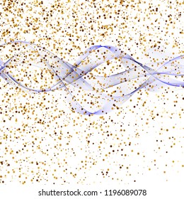 
Vector blue beautiful wave horizontally strewn with golden sand