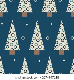 Vektor-blaue beige Weihnachtsbäume nahtloses Muster
