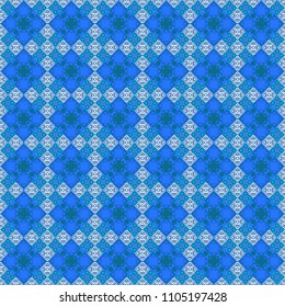Vector blue, beige and gray seamless background pattern with rhombuses.