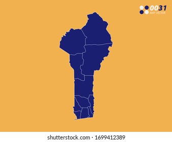 Vector blue of Benin map on yellow background.