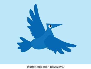 Vector blue bird for children