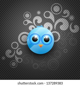 vector blue bird on black background