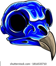 Vector Blue bird Tattoo Skull Illustration graphics art
