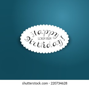 Vector blue birthday greeting card with retro paper label