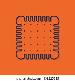 Vector blue biscuit icon on orange background 