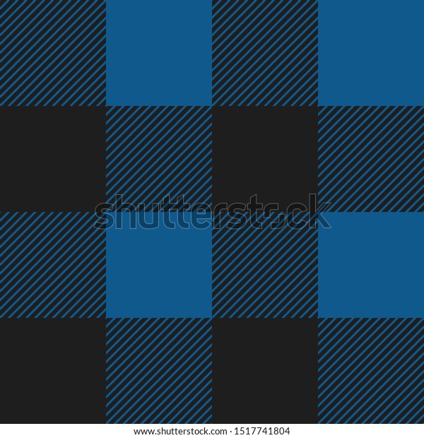 ベクター青と黒のバッファローチェック紙 壁紙 カバー 織物 布 装飾 デコパージなどに印刷するシームレスなパターンイラスト のベクター画像素材 ロイヤリティフリー