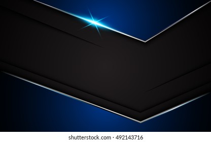 vector blue black frame metallic design layout template background