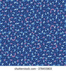 Vector blue, black, green and red abstract hand drawn texture with lines. Pattern for design and decoration.