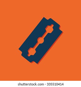 Vector blue blade icon on orange background 