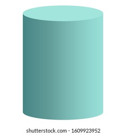 Vector blue blank cylinder isolated on white. 3d object cylinder container for template, geometry, print, icon design