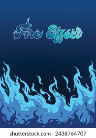 vector blue blazing fire effect background