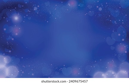 Vector blue blur hearts on a glowing background