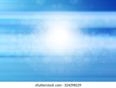 Vector blue blurred circle abstract background with bokeh light circles. It looks like blue sky.