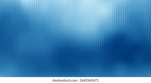 Vector Blue Blurred Glass Gradient background. Vertical Ribbed glass texture. Abstract bg.