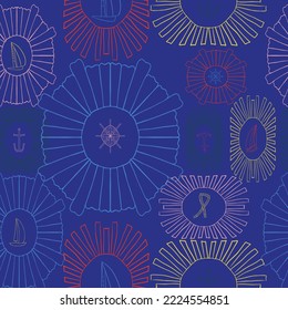 Vector blue boat wheel abstract repeat seamless pattern background. Great for fabric, wallpaper, scrapbooking and anything you can think of.