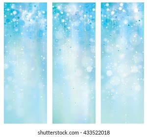 Vector blue, bokeh, sparkle banners.