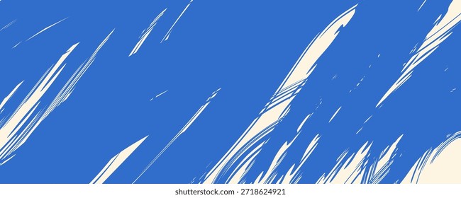 Fondo de trazo de pincel rizado azul Vector. Textura grunge dibujada a mano con garabatos gruesos ásperos o línea de pincel curva. Fondo de línea rizada de marcador funky. Abstractas cartel contemporáneo.