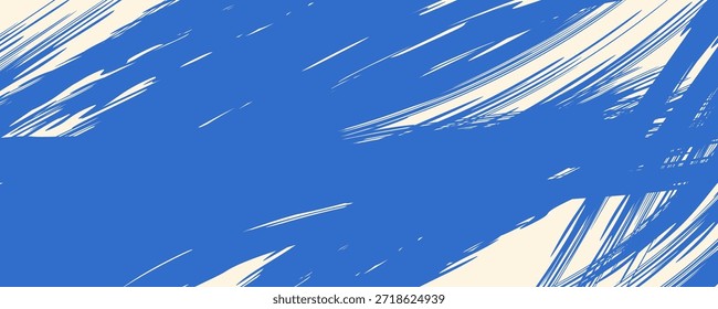 Vector blue bold curly brush stroke background. Hand drawn grunge texture with rough thick squiggle or curved brush line. Funky marker curly line background. Abstract contemporary poster.