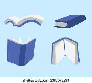 vector of blue book in various shapes for cover, icon and templeate logo