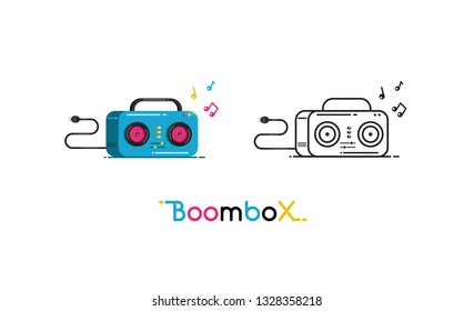 Vector blue boombox icon on white background