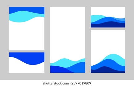 Vector blue border for banner. Header shape background for website design. Abstract divider for bottom or frame of template and web page. Presentation wavy and curve separator
