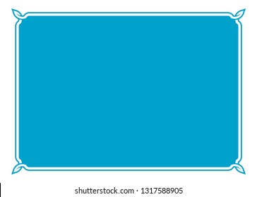Vector blue border frame. May be used as a text box, a door sign, a wine bottle label etc.