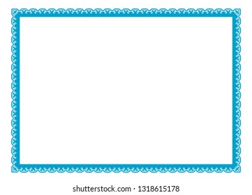 Vector blue border frame. May be used in advertising, packaging design, as a sign, a sticker label etc.