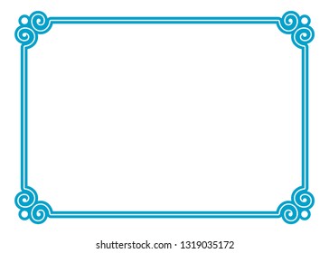 Vector blue border frame. May be used in advertising, packaging design, as a sign, a sticker label etc. Laser cut ready