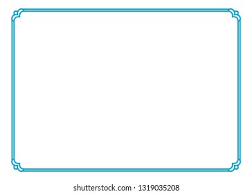 Vector blue border frame. May be used in advertising, packaging design, as a sign, a sticker label etc. Laser cut ready