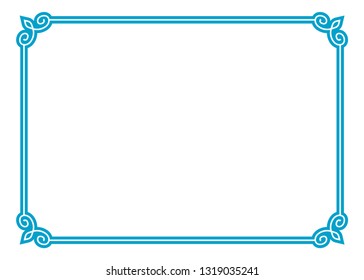 Vector blue border frame. May be used in advertising, packaging design, as a sign, a sticker label etc. Laser cut ready