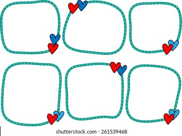 vector blue border with heart shapes